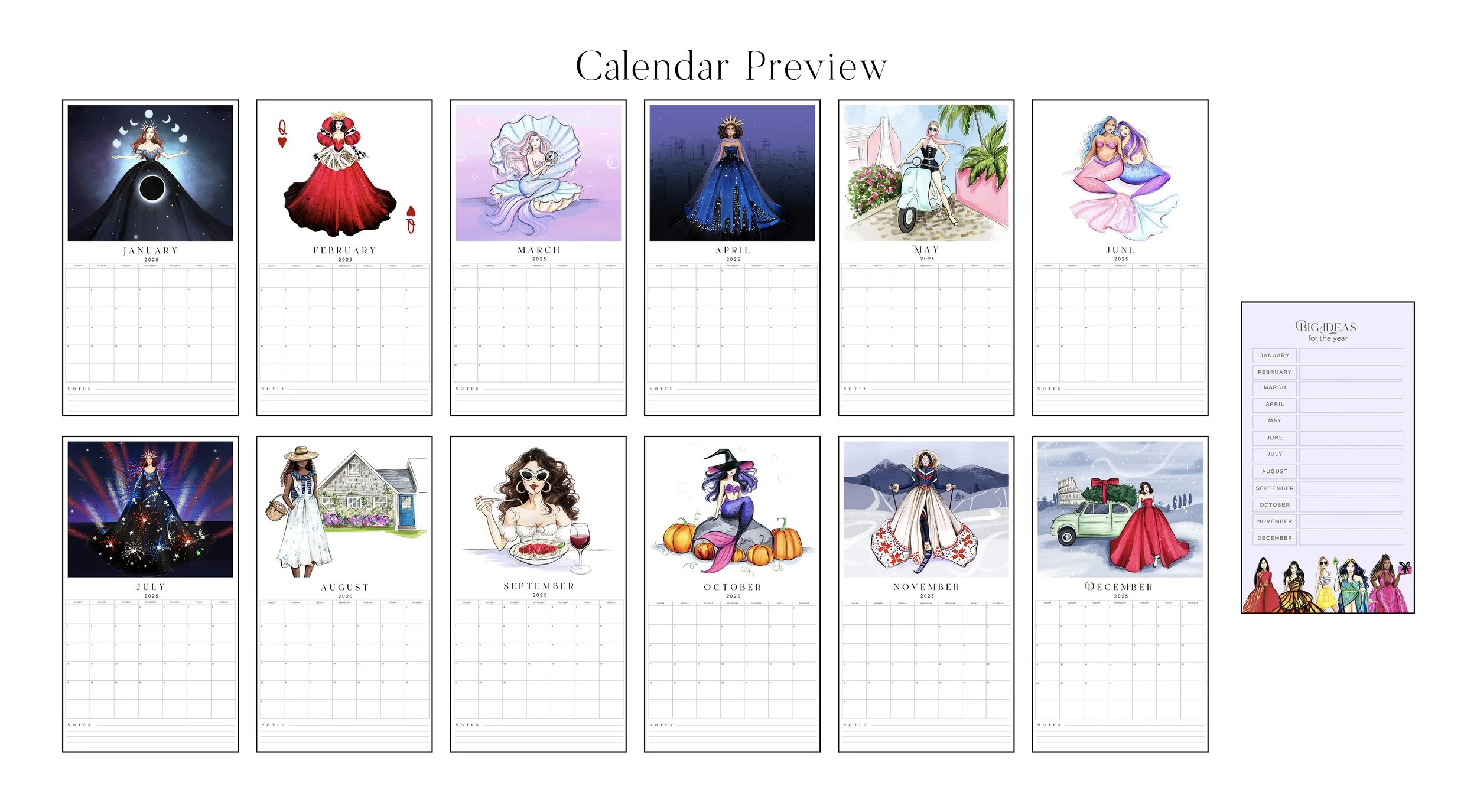 2025 Fashionably-Illustrated Calendar — Holly Nichols